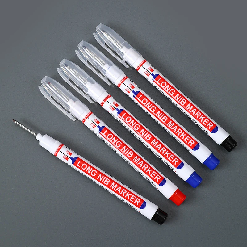 1/2/3PCS Red/Black/Blue/White Ink Long Head Markers Bathroom Woodworking Decoration Multi-purpose Deep Hole Marker Pens