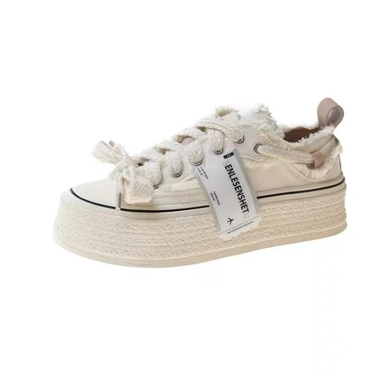 Womens Style Breathable Floral Canvas Shoes Autumn Thick Platform All-match Student Sneakers Zapatillas Mujer 5