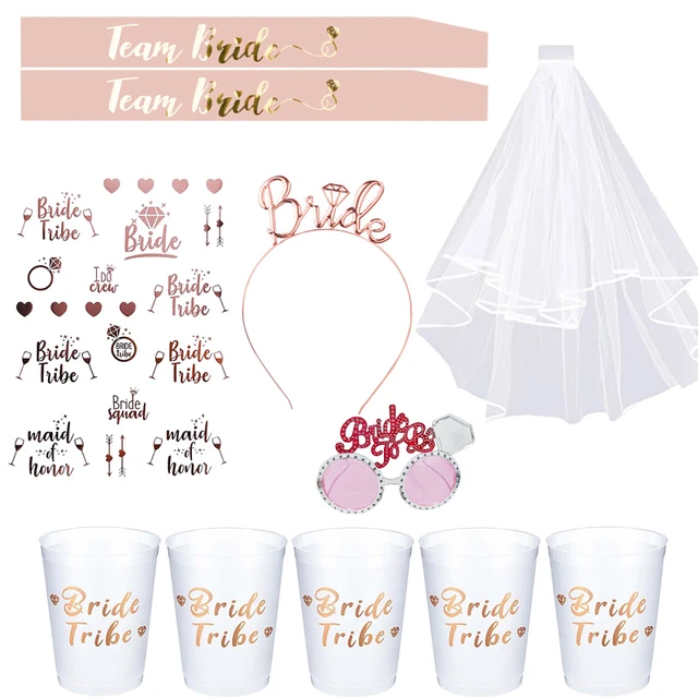 TEAM BRIDE HEN PARTY NIGHT DO BRIDE TO BE SASHES VEIL ROSE GOLD ACCESSORIES  LOT