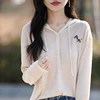 2025 Spring and Autumn Cashmere Sweater Cardigan Women's Hooded Cardigan Wool Knitted Cardigan Women's Cardigan Coat 4