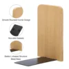 2Pcs Wood Bookend with Metal Base Wooden Desktop Bookends Book Organizer Office Bookends Book Ends Stand Holder Shelf Bookrack 3