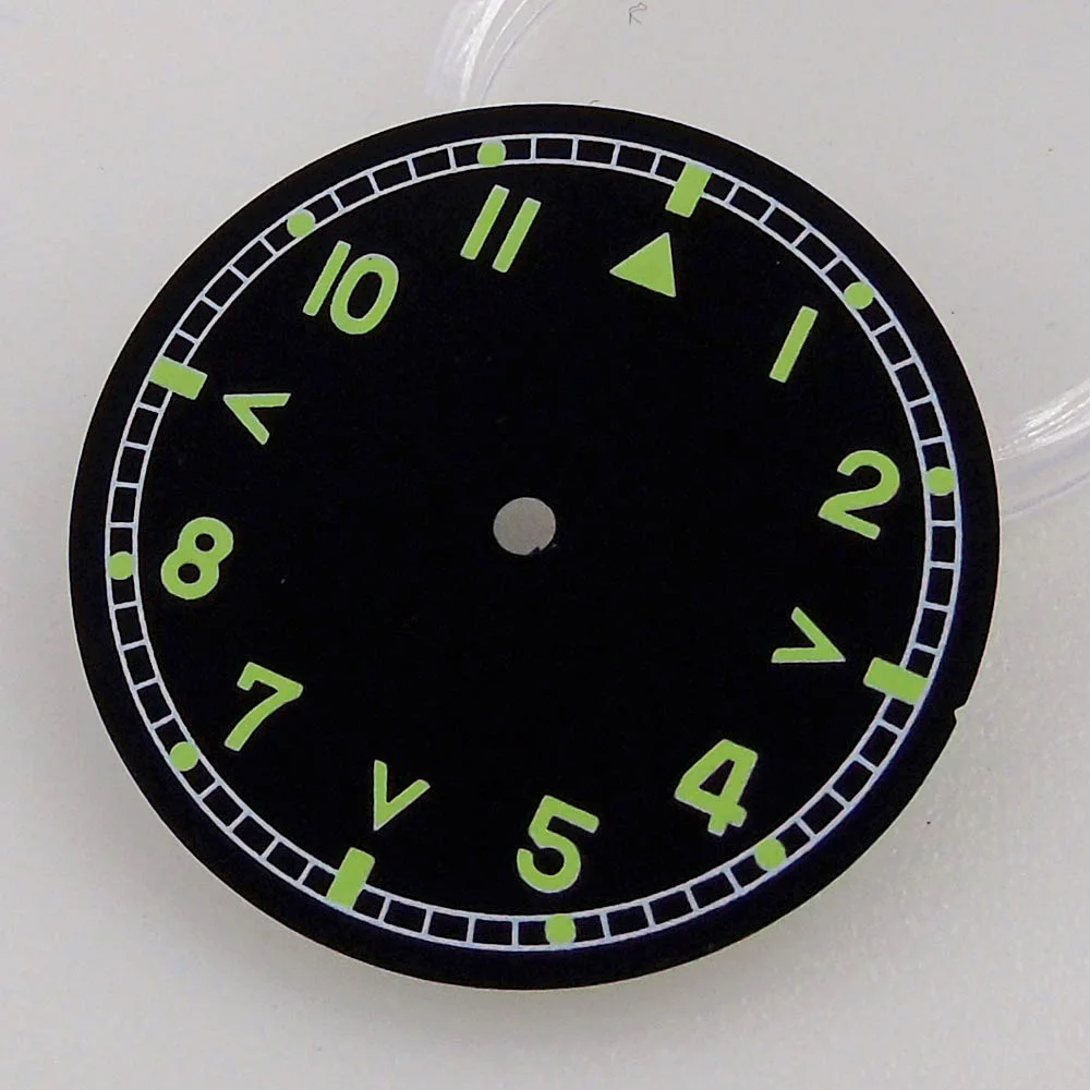 Classic 29mm Pilot Style Watch Dial Face with Arabic Numerals and Hands Set
