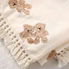 Cute Bear Muslin Squares Cotton Baby Blanket for Newborn Plaid Infant Swaddle Blanket Babies Accessories Bed Summer Comforter 4