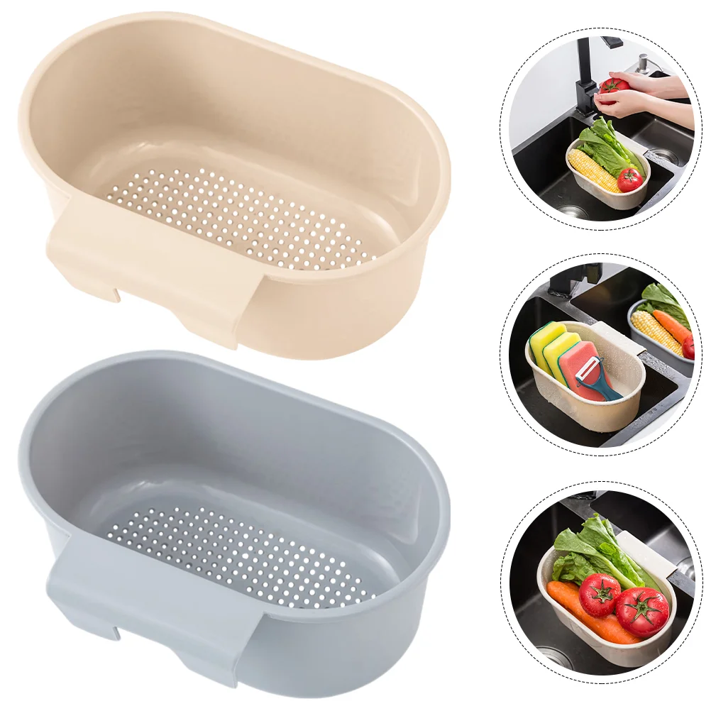 

2 Pcs Kitchen Sink Hanging Basket Storage Baskets Drain Rack Multifunction Filter Supply Fruits Vegetable Washing Tableware