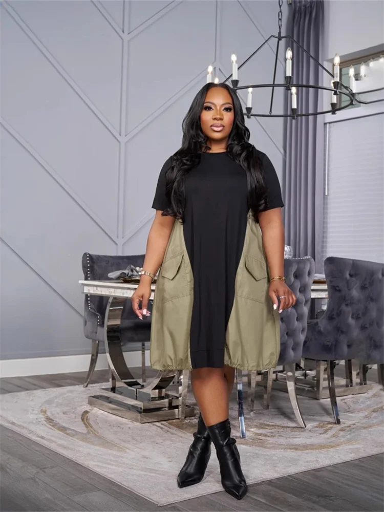 Wmstar Plus Size Dresses for Women 2025 Casual Sweet Elegant Loose Holiday Summer Clothes Midi Dresses Wholesale Dropshipping