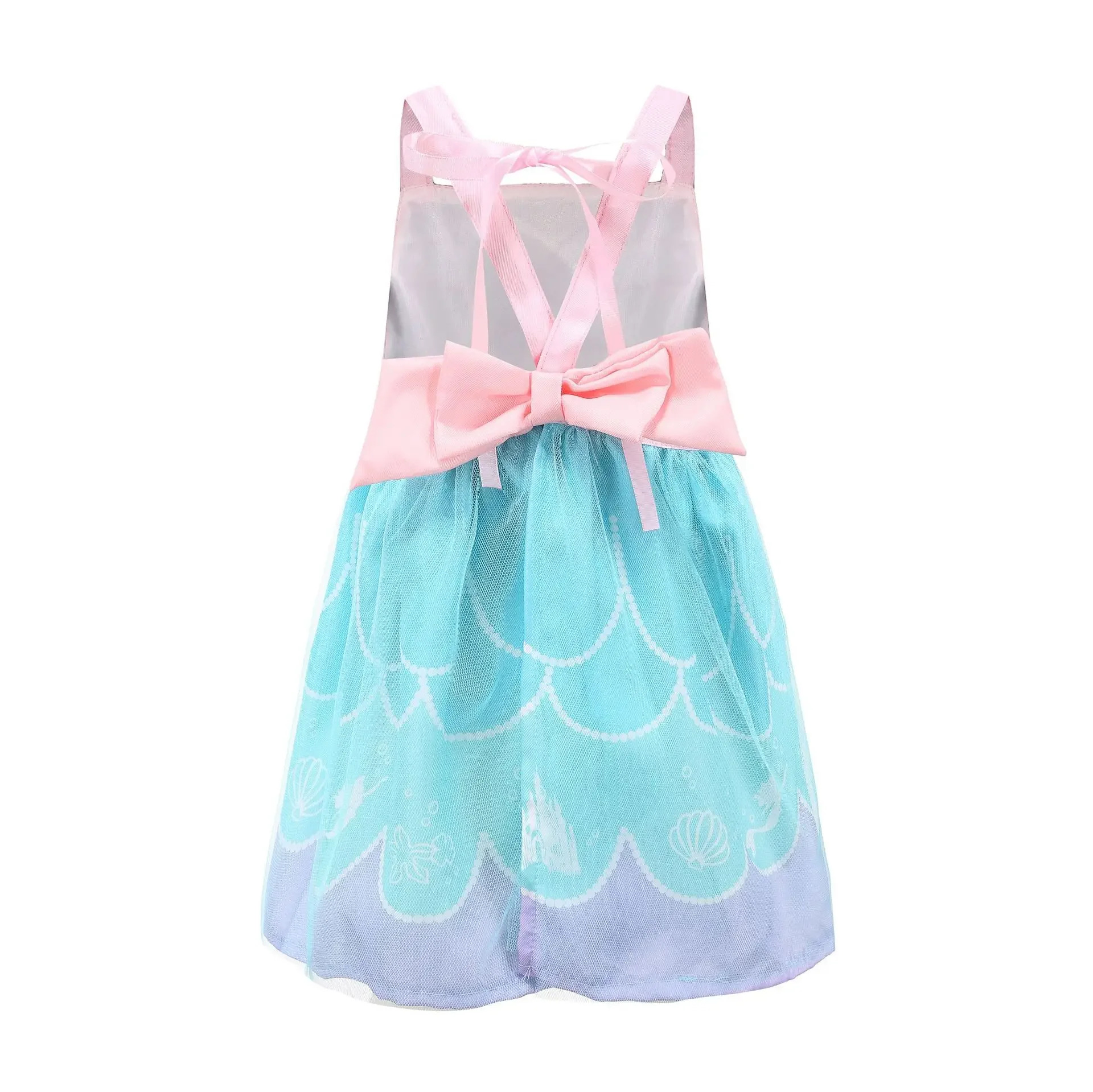 Princess Anna Elsa Long Hair Girls Apron Coverall Dirty Proof Painting Smock Toddler Kindergarten Protective Clothing