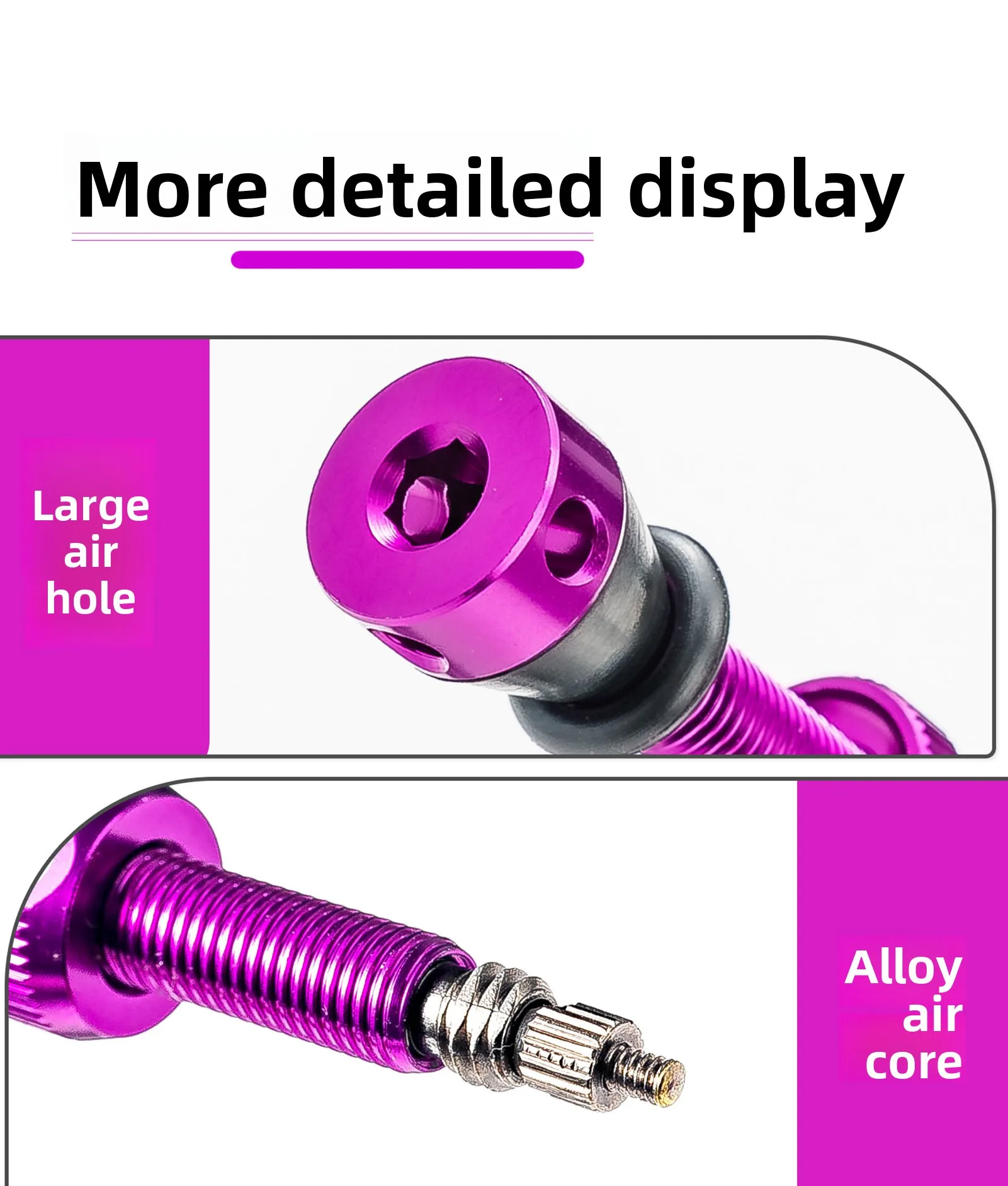 OFFBONDAGE Fahrrad Tubeless-Ventil 45/65/80mm Aluminiumlegierung Fahrrad Presta-Ventil Abnehmbar Zwei Kappen Ventil Luft MTB Fahrrad Zubehör – Detail 10