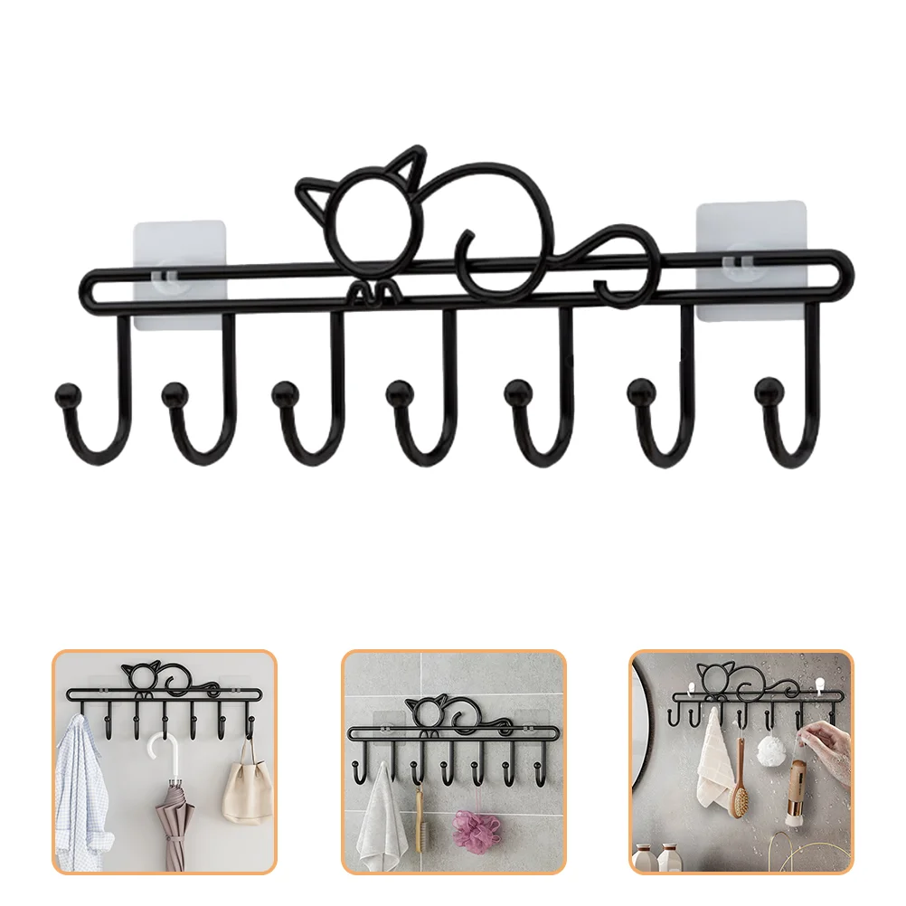

Coat Rack Clothes Hooks Wall Hanging Clothing Wall-mounted No Punching Utility Towel Carbon Steel Storage