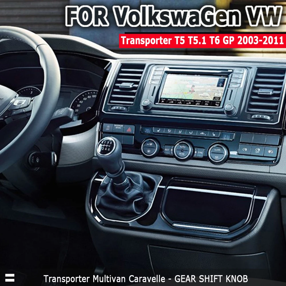 Pommeau De Levier De Vitesse Pour VW Transporter T5/T5.1/T6 - Noir Et Argent - Pour Boîte 5 Ou 6 Vitesses (2003-2011)