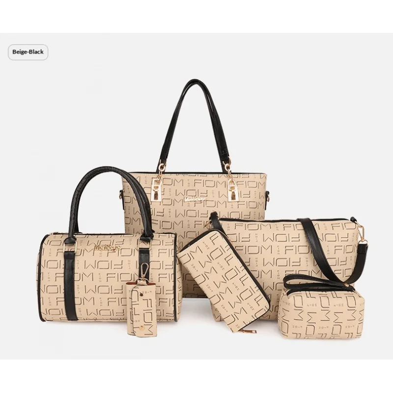New trendy women's bag with letters, hand-held, single shoulder, diagonal cross, mother bag, six piece set