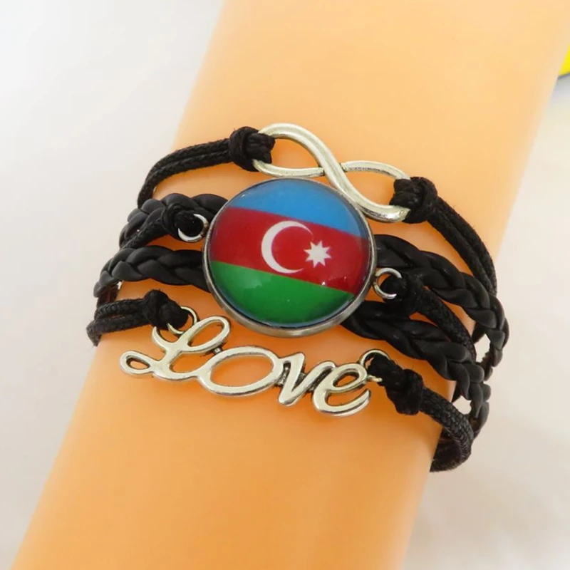 

Браслет ручной работы из Азербайджана, многослойные кожаные браслеты с изображением флага, для мужчин и женщин