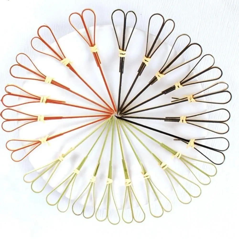 100Pcs Disposable Bamboo Tie Picks Bamboo Knot Skewers Food Picks With Twisted Ends Food Fruit Fork Sticks Cocktail