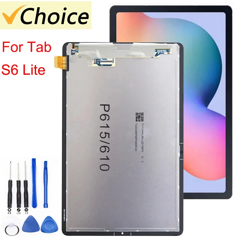 Tela Lcd para Samsung Galaxy Tab s6 Lite 10.4 P610 P615 P615n P617 Toque Vidro Substituição Novo