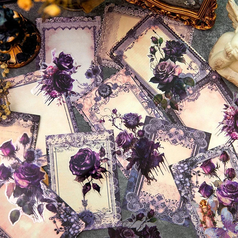 30 pezzi di materiale per album di carta Bloom pacchetto scuro manuale retrò materiali decorativi quaderni scrittura a mano