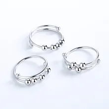 New Fidget Beads Rings for Women Men Rotate Freely Anti Stress Anxiety Ring Single Coil Antistress Spiral Beads Rotate Jewlery