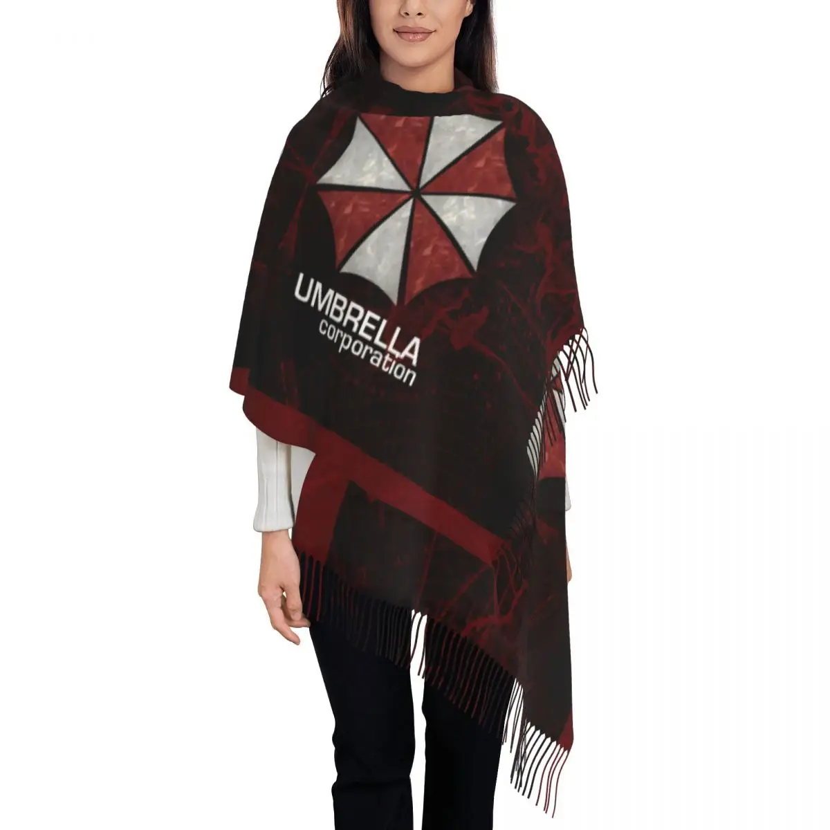 

Lady Long Umbrella Corps Corporation Scarves Women Winter Soft Warm Tassel Shawl Wraps Video Game Scarf