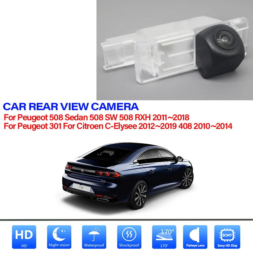 Fisheye Hd Telecamera Per Retromarcia Per Peugeot 508 Sedan 508 Sw 508 Rxh 2011 ~ 2018 301 Per Citroen C-Elysee 2012 ~ 2019 408 ~ 2010 Auto