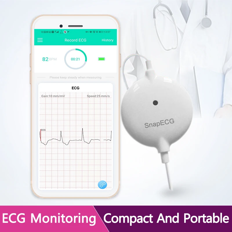 Portable Mini Wearable Ecg Monitor Measurement Machine Real-time Heart Support Electrode Holter For Android Or Ios Health Care