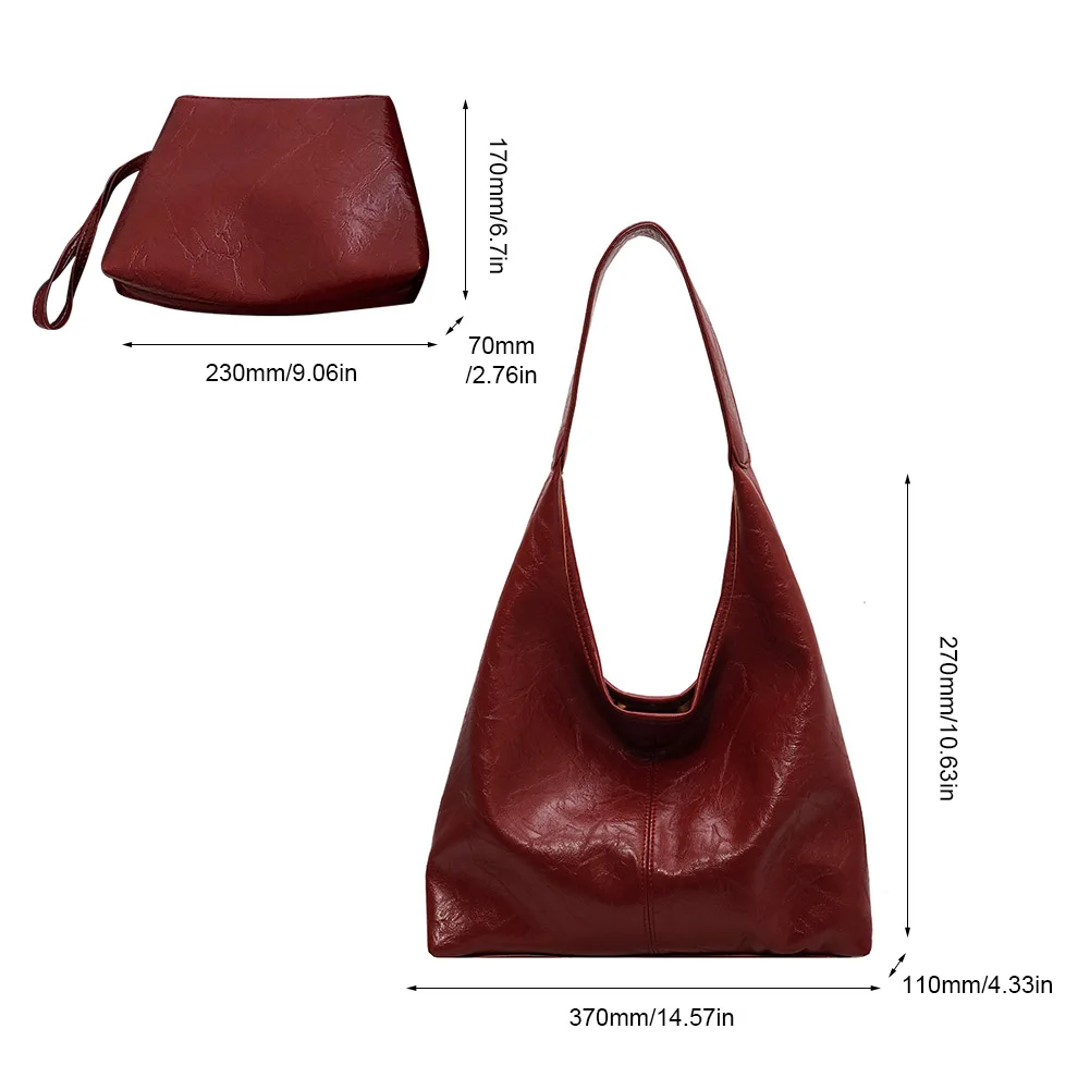 PORRASSO Vrouwen Schoudertas Retro Tote Bag Grote PU
