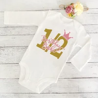 My 1/2 Birthday Newborn Bodysuit Infant Baby Birthday Party Outfits Clothes Toddler Jumpsuits Boys Girls Long Sleeve Romper Gift 1