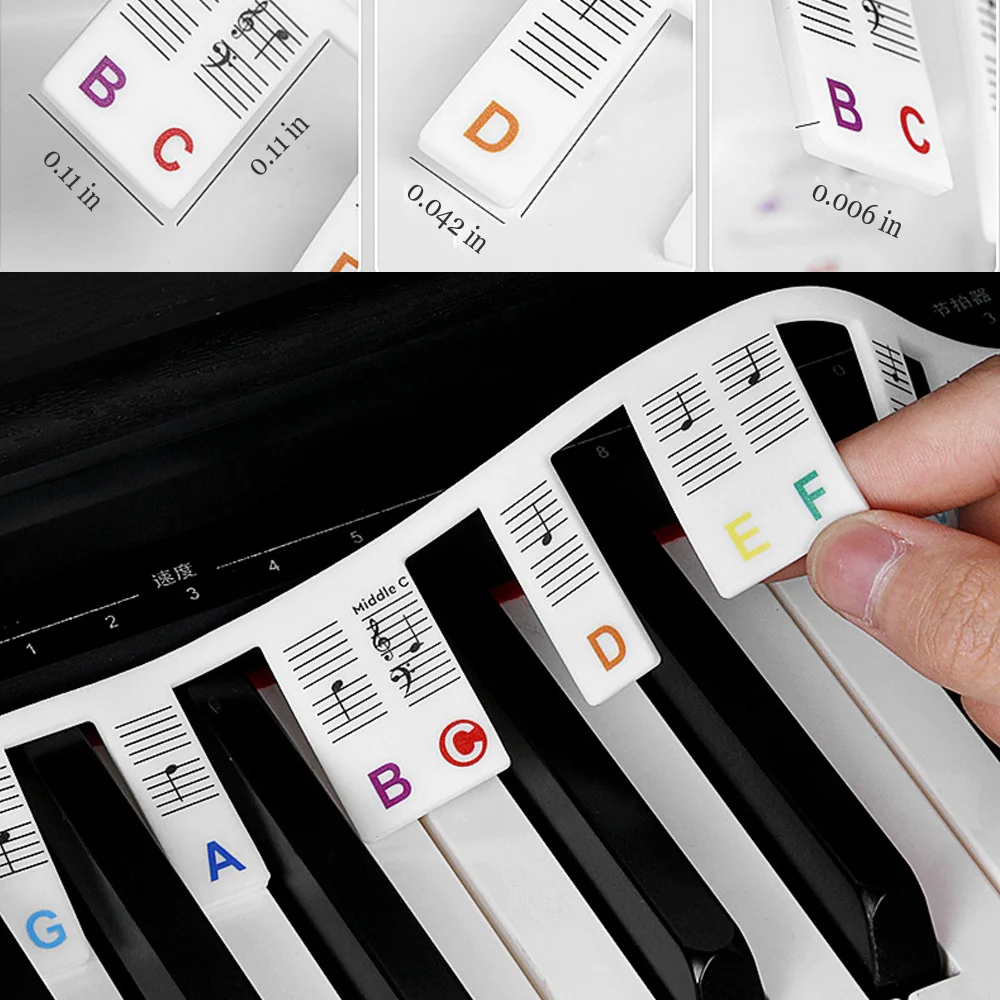 Guide De Notes De Piano Aovible En Silicone – Étiquettes Réutilisables à 88 Touches Pour