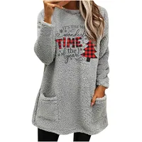 Plus-size European and American cross-border  autumn and winter new casual print pocket plush sweatshirt - Image 2