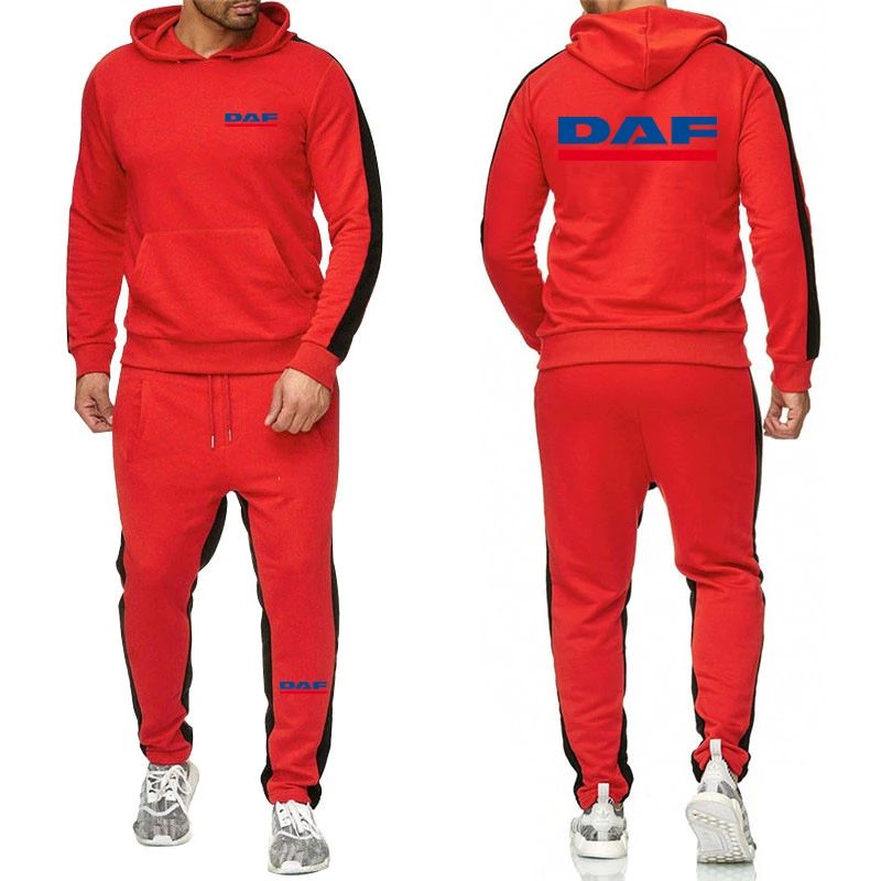 DAF TRUCKS COMPANY TRUCKER Printing Fashion 2023 New Man's Solid Color Cotton Hoodies Casual Tracksuit Sweatpants 2-Piece Set