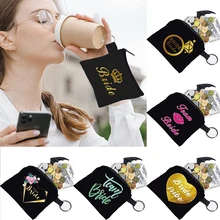 

2022 Women's Bag Coin Purse Bridal Pattern Print Collection Key Storage Bag Small Object Ring Buckle Zipper Black Canvas Mini