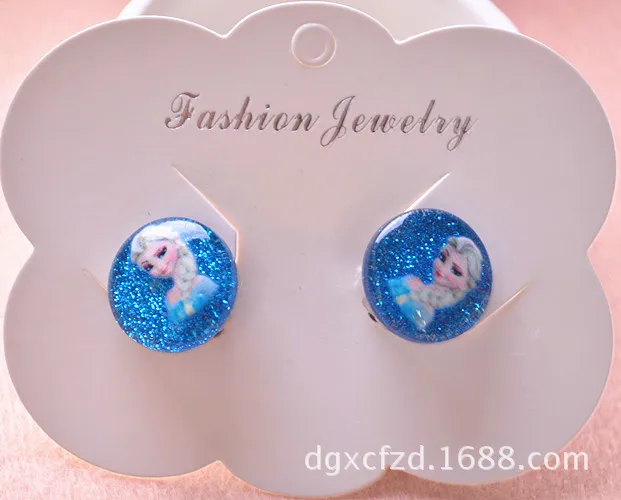 2pcs Disney cartoon Frozen children clip earring no ear hole Elsa Princess girl cosmetic toy accessories stud earring kid gift