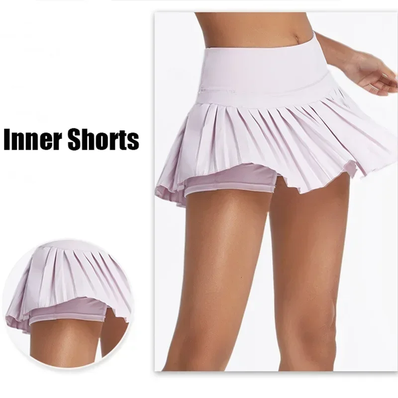 Sports Skirt Sports Shorts Cloud Hide Safe Tennis Skirts XS-XXL Gym Golf Running Pleated Pantskirt SEXY Women Sports Fitness Shorts Pocket High Waist Skort