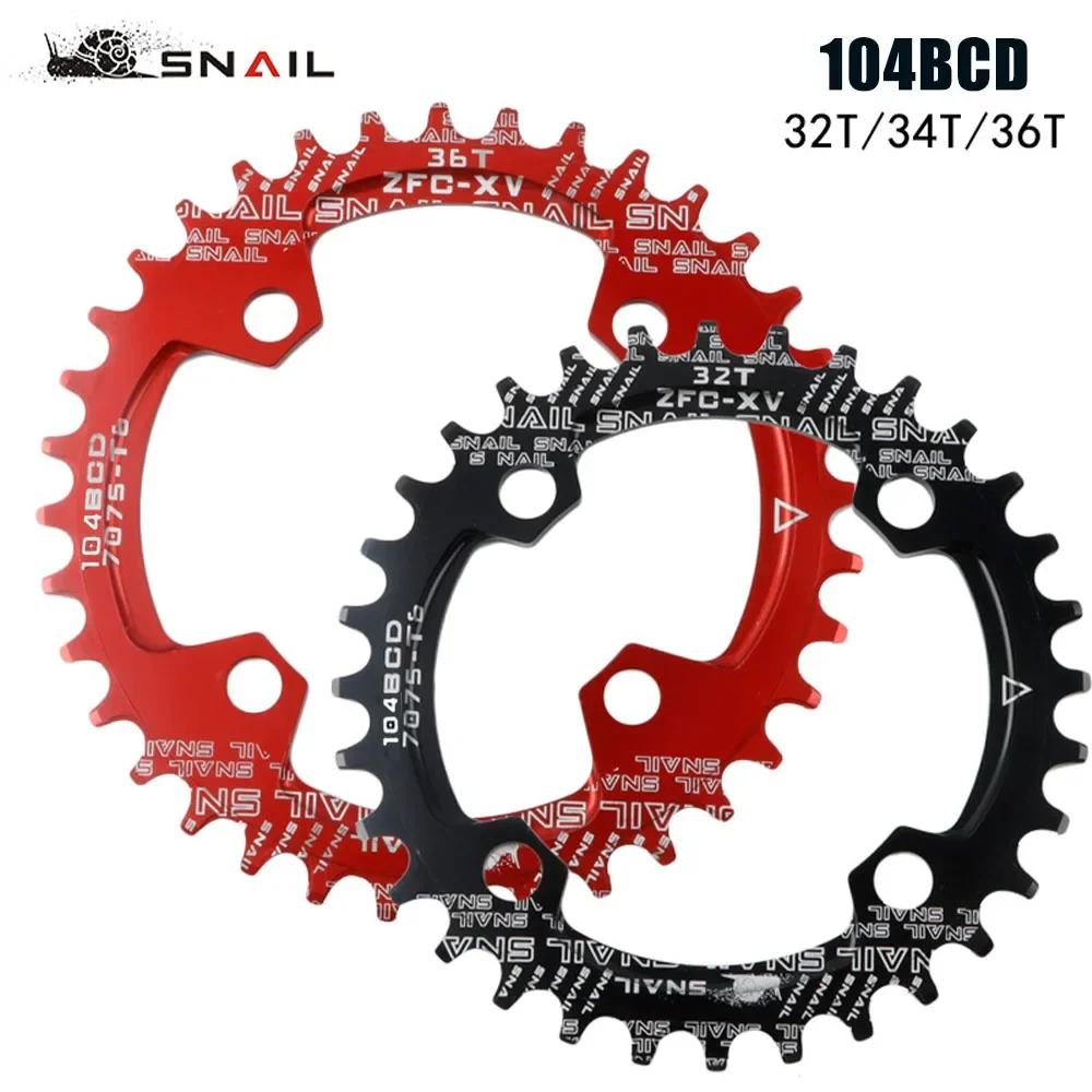 104 bcd 자전거 체인휠, 32T, 34T, 36T, 38T, 40T, 42T, 원형, 타원형 크라운, 좁은 폭, MTB 산악 자전거 크랭크셋 체인링