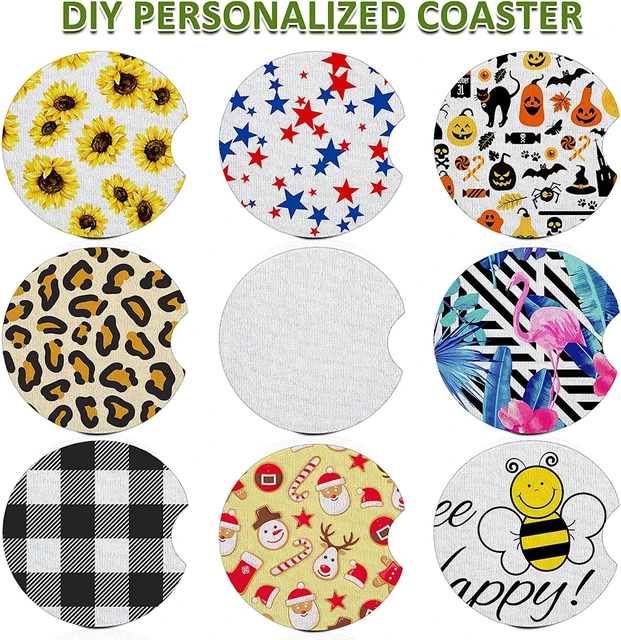20pcs Sublimation Blanks Car Coasters DIY Painting Cup Coasters Circular  Opening Cup Holder Pad for Printing Picture DIY Crafts - AliExpress