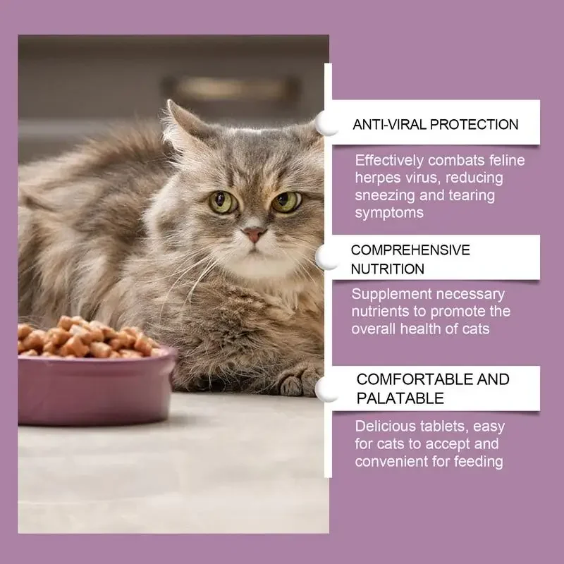 Cat Nutritional Supplement Strengthen Physical Tablets For Kitten 80pcs Respiratory Health Tears Sneezing Remover Tablets