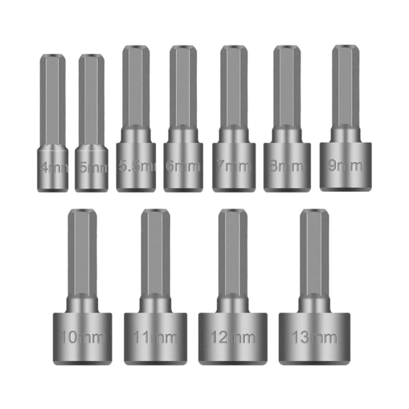 

11Pcs Nut Driver Drill Bit Tool Set Nonmagnetic Nut Driver Set Impact Socket Adapters Socket Nut Driver Set