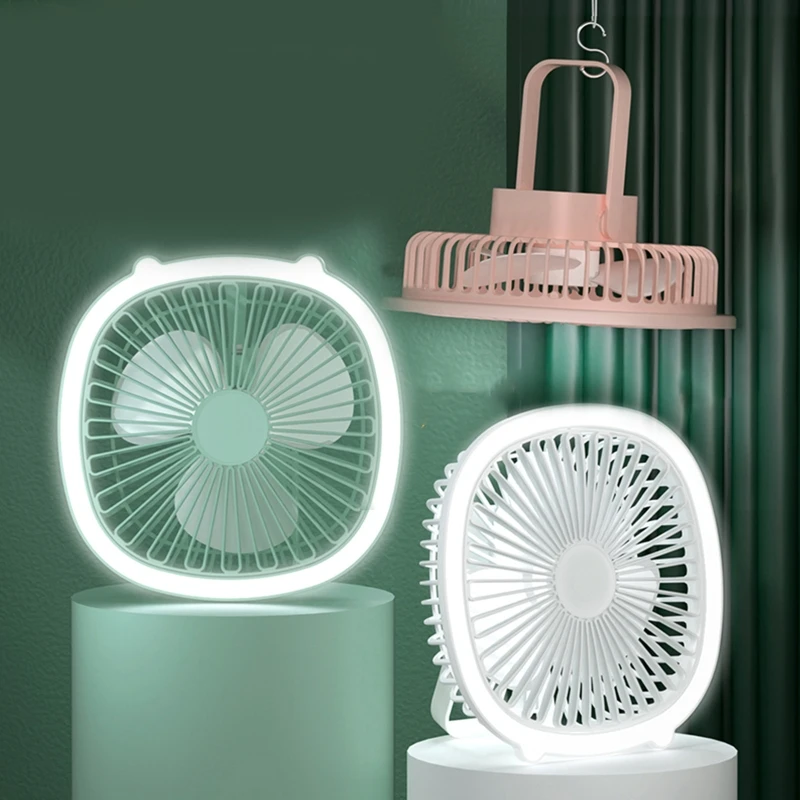Summer 3 Speeds USB Rechargeable Retro Style Mini Fan with LED Light