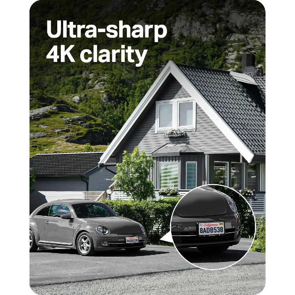 4K Outdoor Pan/Tilt Wireless Security Camera Battery with Solar Charging 360° Motion Track 24/7 Capture Person/Vehicle Detection 2