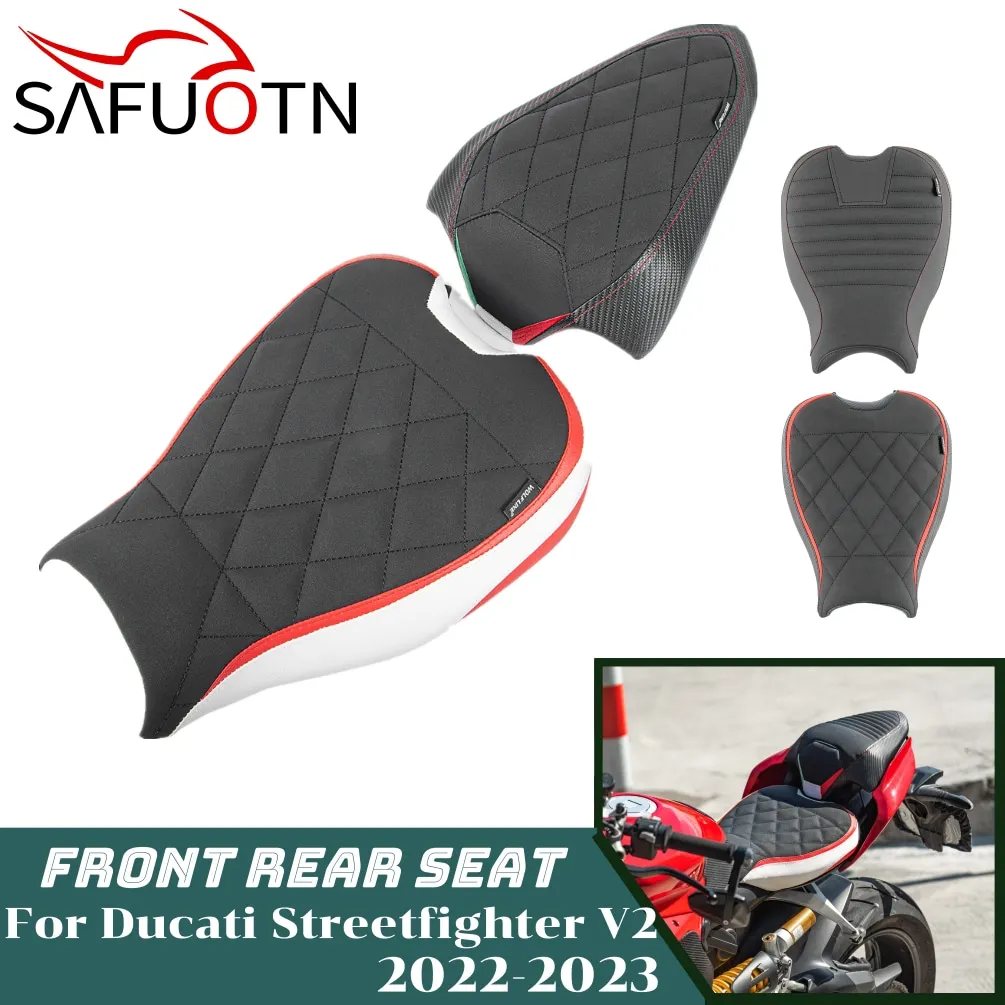 

V2 Front Driver Seat Cushion Cover For Ducati Streetfighter V 2 2022 2023 Motorcycle Rear Passenger Pillion Accessories