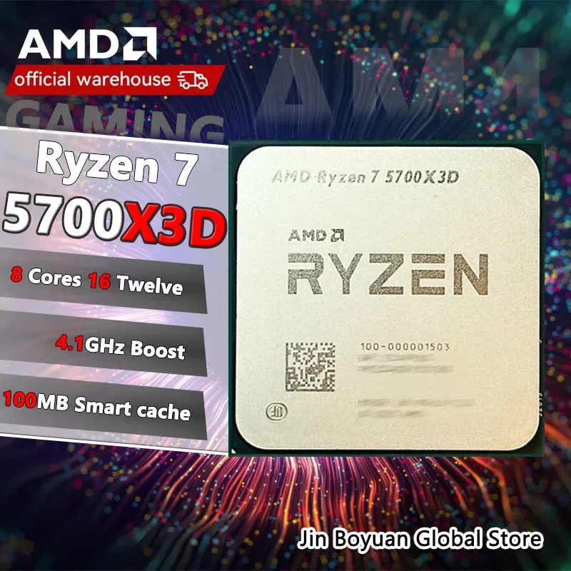Amd ryzen 7 5700x3d r7 5700x3d,4.1 ghz,8コア,16スレッドcpu,7nm,l3