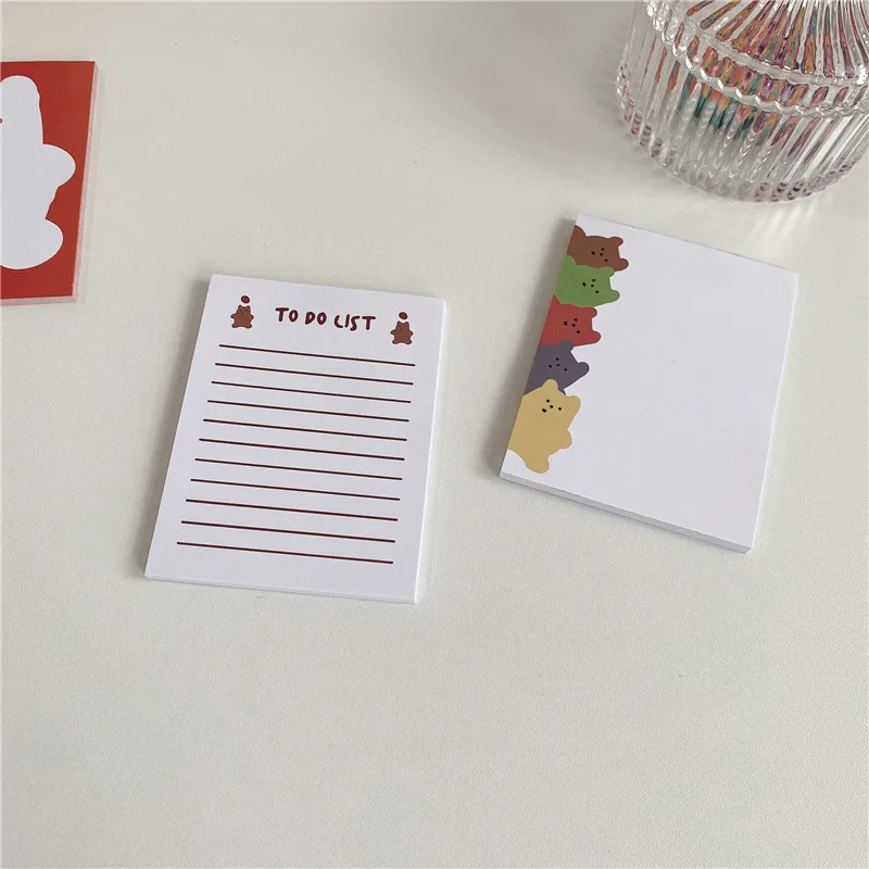 Cartoon Chubby Bear Cute Note Book Decorative Memo Paper Non-stick Note Book 3pcs