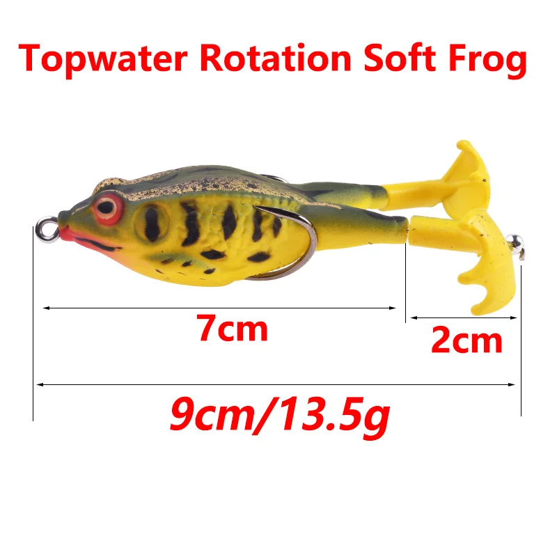 1Pcs Topwater Frog Fishing Lure 9cm 13.5g Propeller Flipper Duckling Soft  Baits for Bass Catfish Isca Silicone Artificial Bait