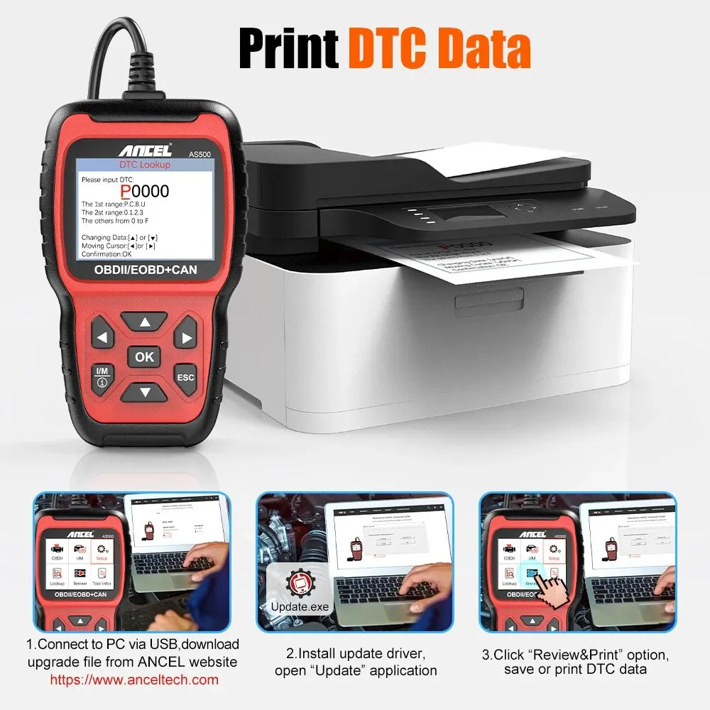 ANCEL AS500 OBD2 Automotive Scanner Multilingual Engine Code Reader Free Update OBD 2 Car Diagnostics Scan Tool PK KW850 5