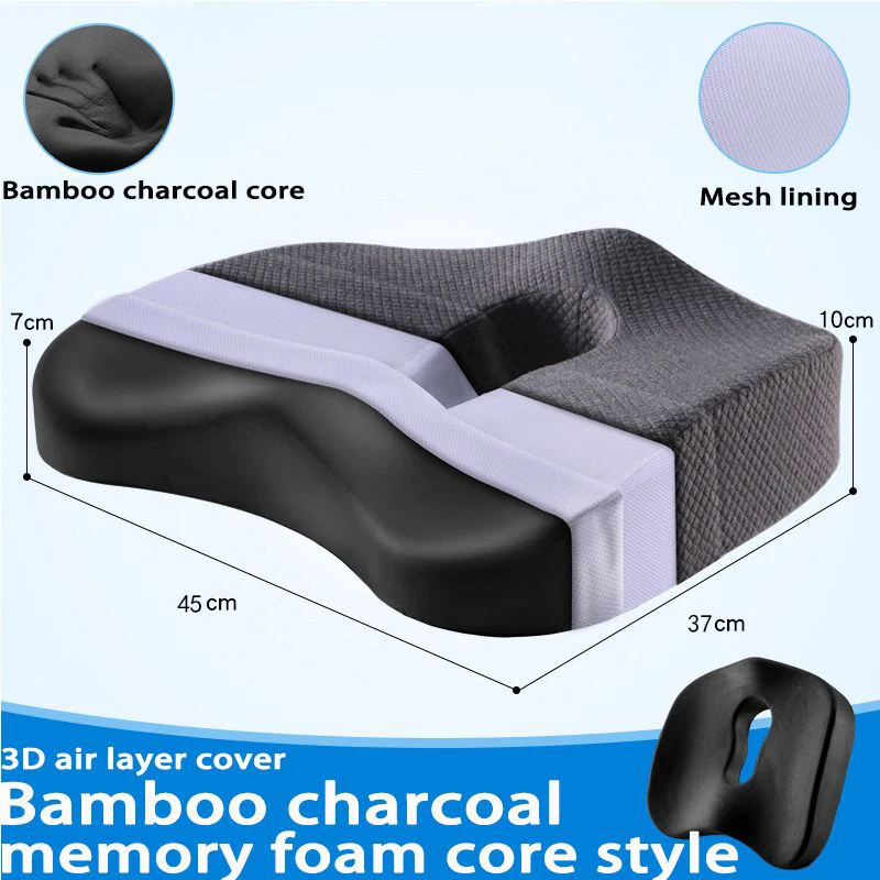Memory Foam Seat Cushion Orthopedic Pillow Coccyx Office Chair Cushion Support Waist Back Pillow Car Seat Hip Massage Pad Sets dining chair cushions Cushions