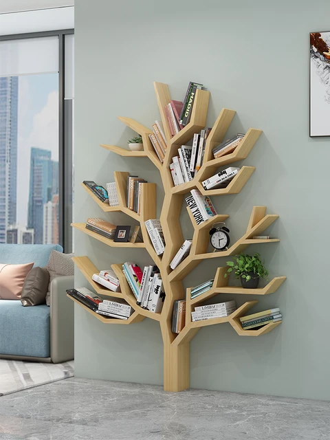 TT semplice e moderno in legno massello a forma di albero libreria