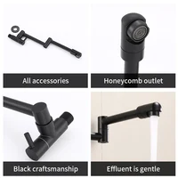 Black Wall Mounted Faucet Single Cold Water Tap 360 Rotating Spout Washing Faucet Folding Neck Bathroom Kitchen Tap 3