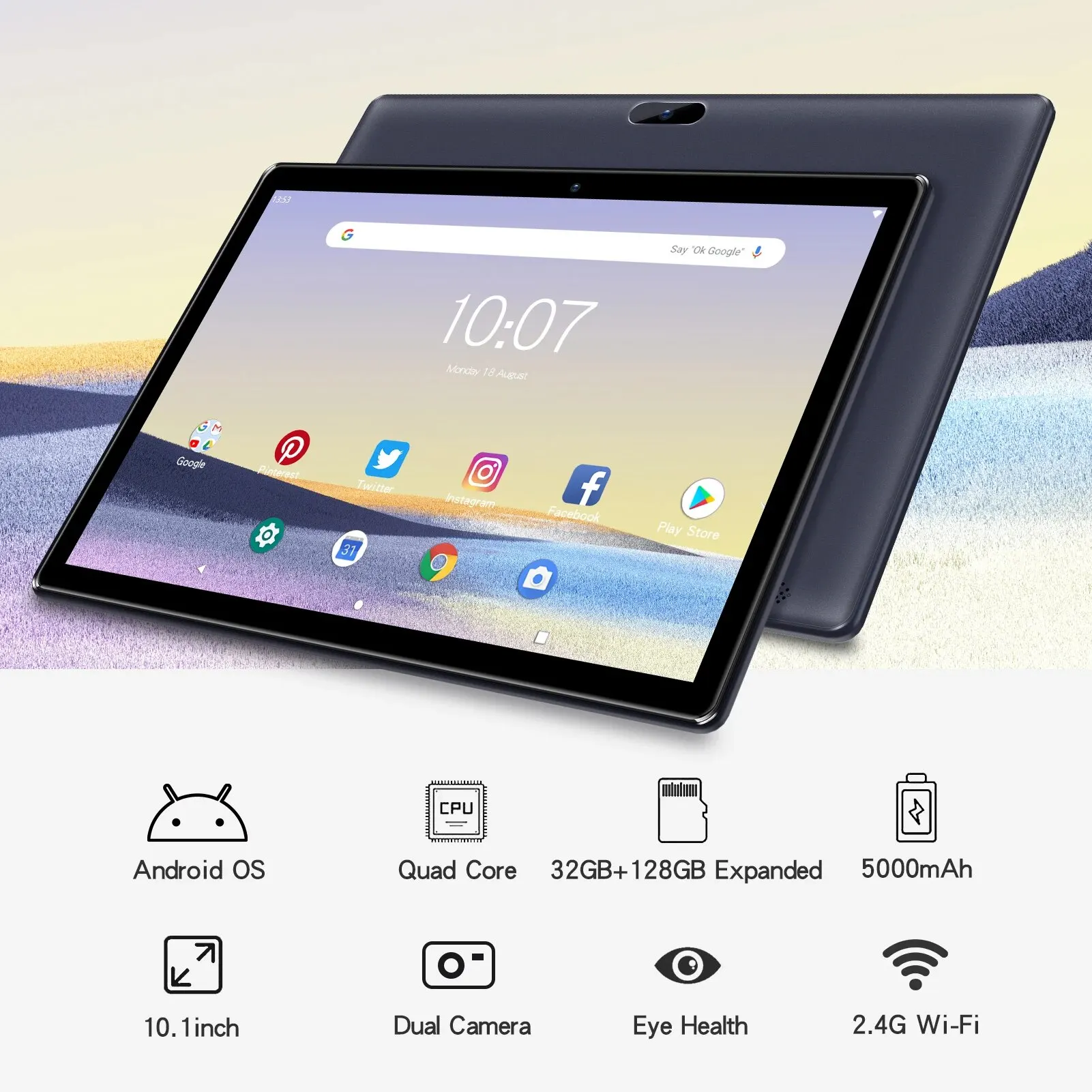 PRITOM ȵ̵ 10 º, 10.1 ġ, 2GB RAM, 64GB ROM,  ھ μ, HD IPS ȭ, 8.0 MP ĸ ī޶, 