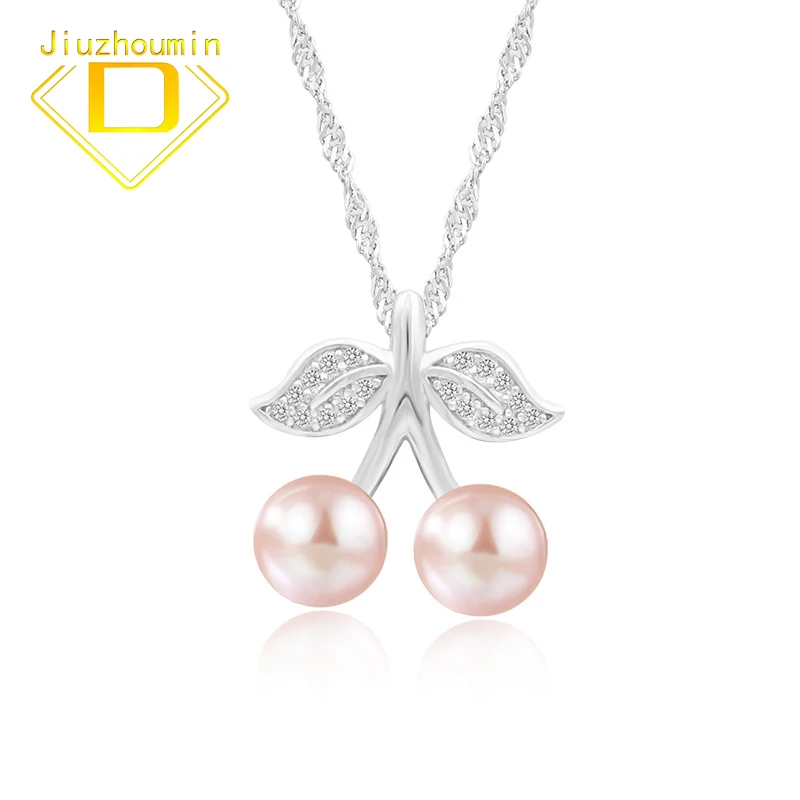 

Kawayi 925 Sterling Silver Cherry 8.5mm Peal Pendant Necklace for Women Cute Clavicle Chain Fine Jewelry Birthday Gift for Girl
