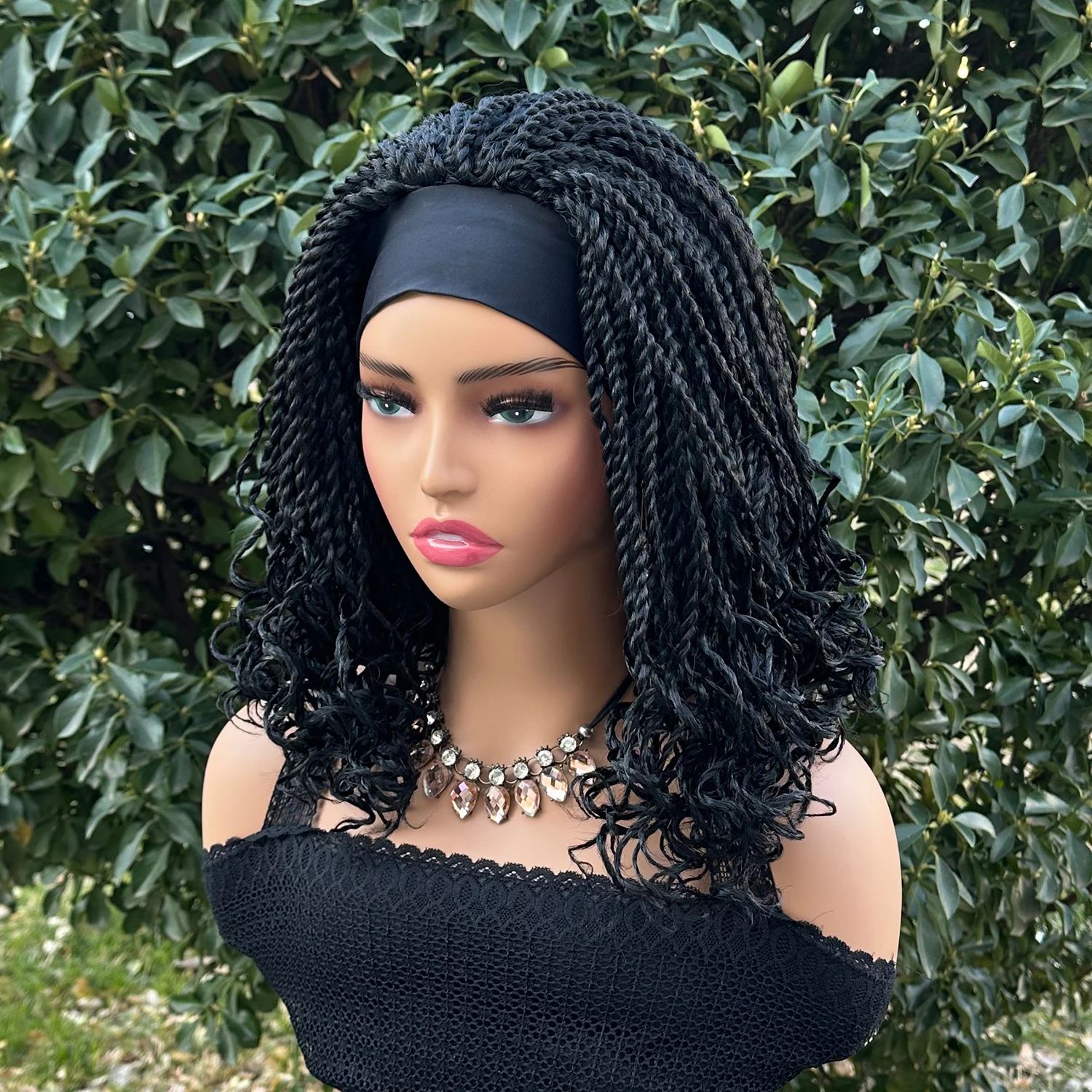 Short Bob Synthetic Braided Headband Wigs For Black Women Box Braided Headband Bob Wig African Braiding Hair Headband Wig