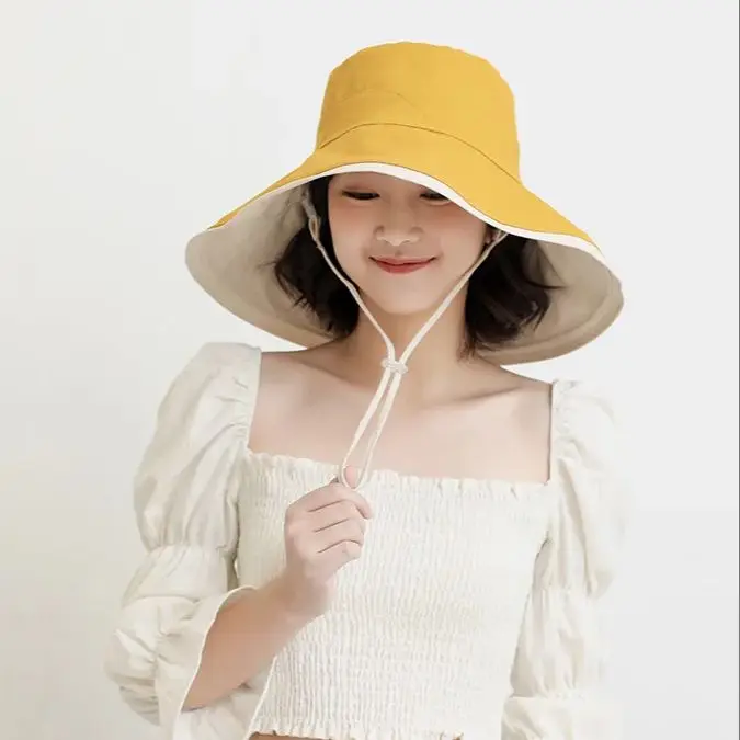 Cotton Double-sided Wear Fisherman's Hat Women's Summer Fashion Hundred Shading Cloth Hat Show Face Smaller  Sunburn Protection 4
