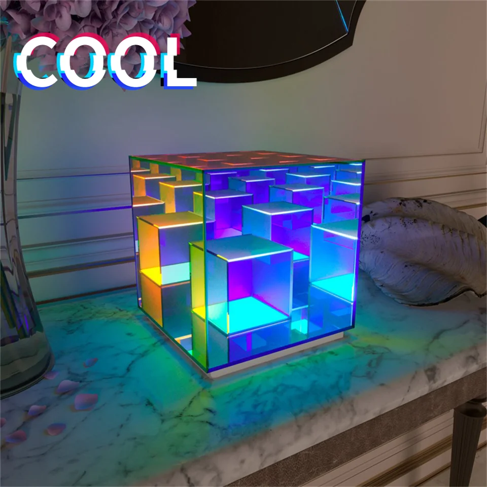 Крутая настольная лампа волшебный куб декоративная модная 3D USB-лампы для спальни