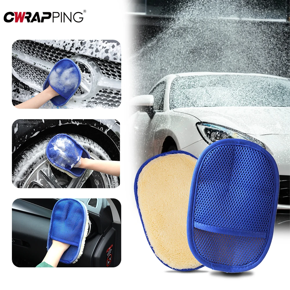 Car Wash Gloves Soft Car Cleaning Mitt Thickened Fine Fiber Imitation Wool Plush Wiping Auto Washing Supplies Auto Accessories